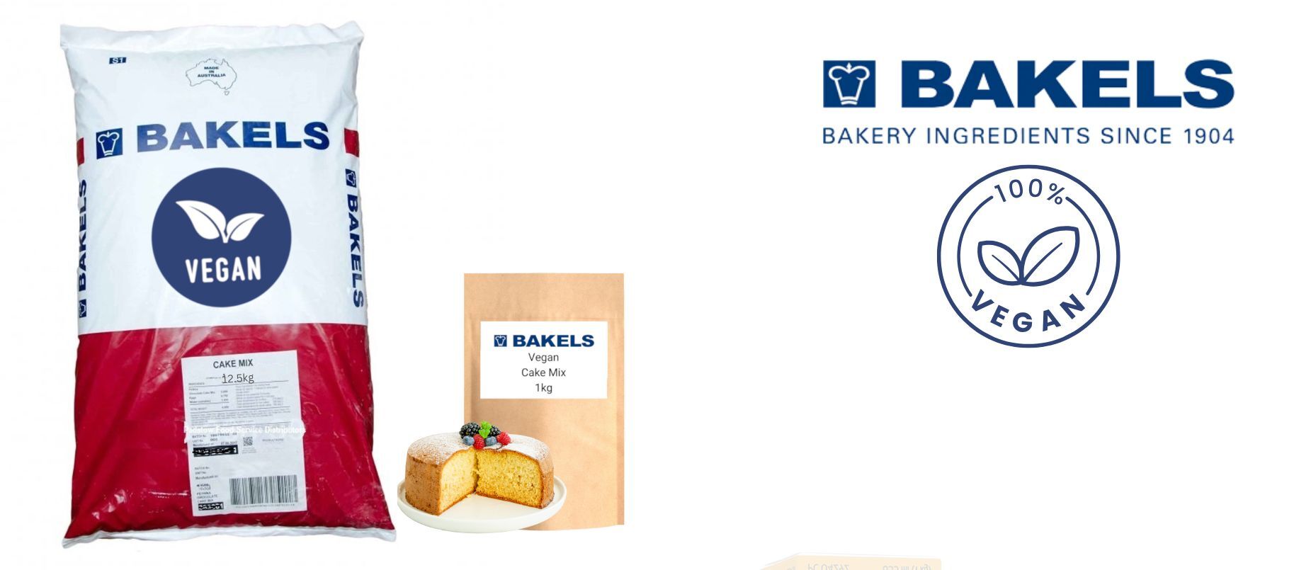 Bakels Vegan Cake Mix 1kg and 12.5kg